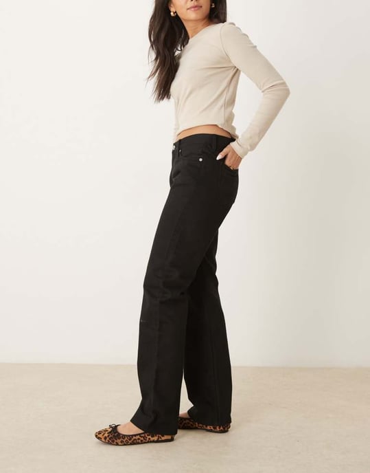 Calvin Klein Jeans låga raka jeans i svart - Image 2