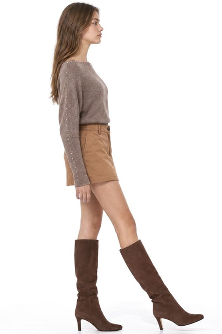 Boat Neck Blouse with Stone Accessory - Image 2