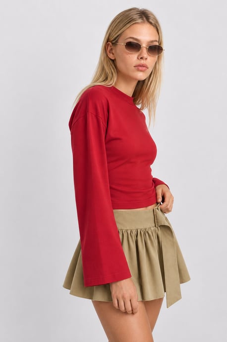 Crew Neck Long Sleeve Blouse - Image 3