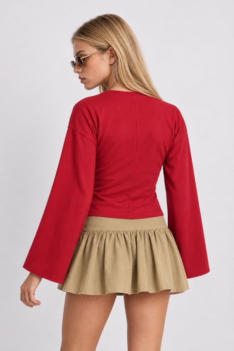 Crew Neck Long Sleeve Blouse - Image 5