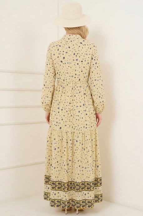 Gebuttonde Maxi Jurk met Ronde Hals en Tailleband - Image 3