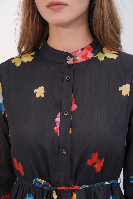 Gebuttonde Maxi Jurk met Ronde Hals en Tailleband - Image 2