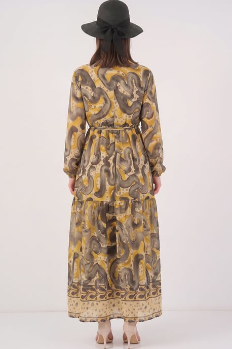 Gebuttonde Maxi Jurk met Ronde Hals en Tailleband - Image 3