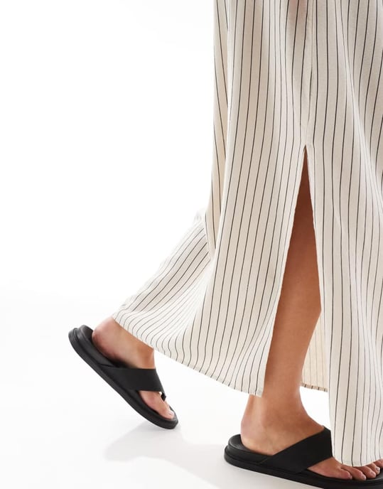 Vero Moda linnekänsla maxikjol i stenrand - Image 2