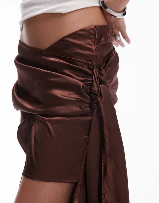 House of Sunny cascade floaty skirt in brown - Image 2