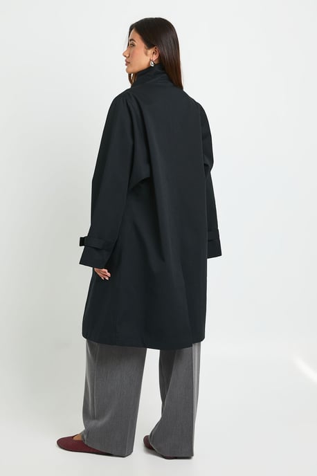 Funnel Neck Wrap Trench Coat - Image 3