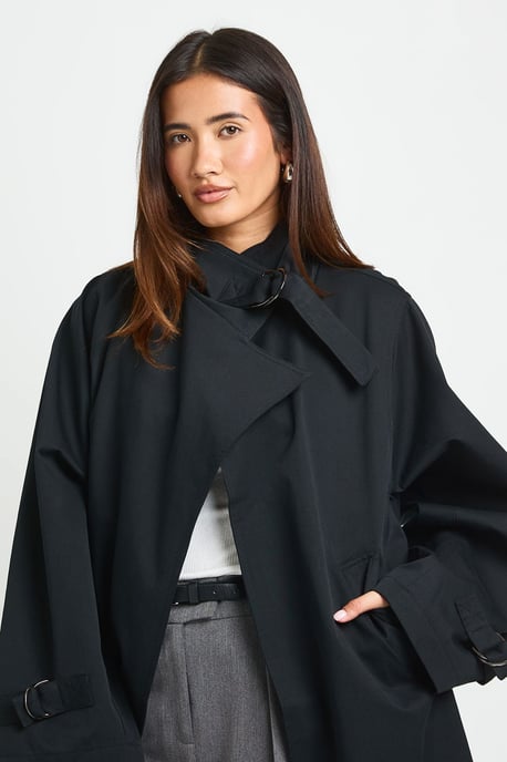 Funnel Neck Wrap Trench Coat - Image 4