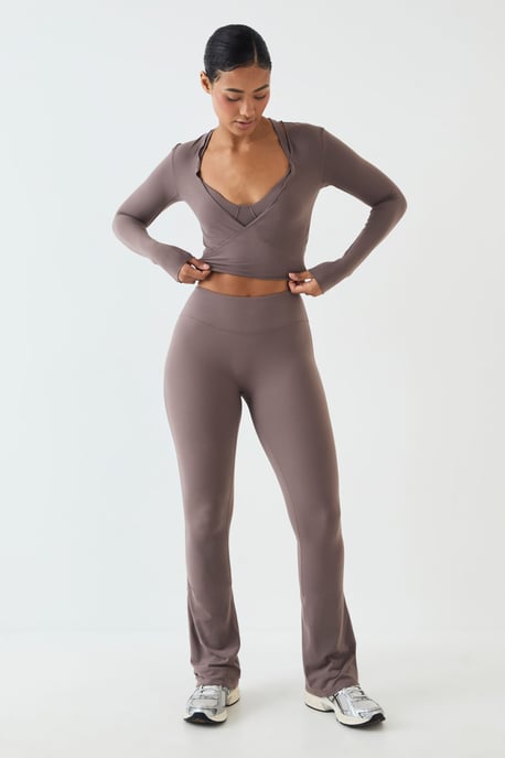 DSGN Studio Soft Luxe Lettuce Edge Wrap Long Sleeve Top - Image 2