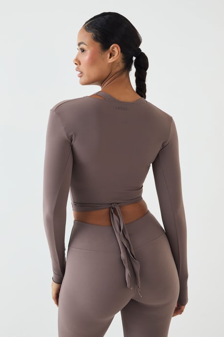 DSGN Studio Soft Luxe Lettuce Edge Wrap Long Sleeve Top - Image 3