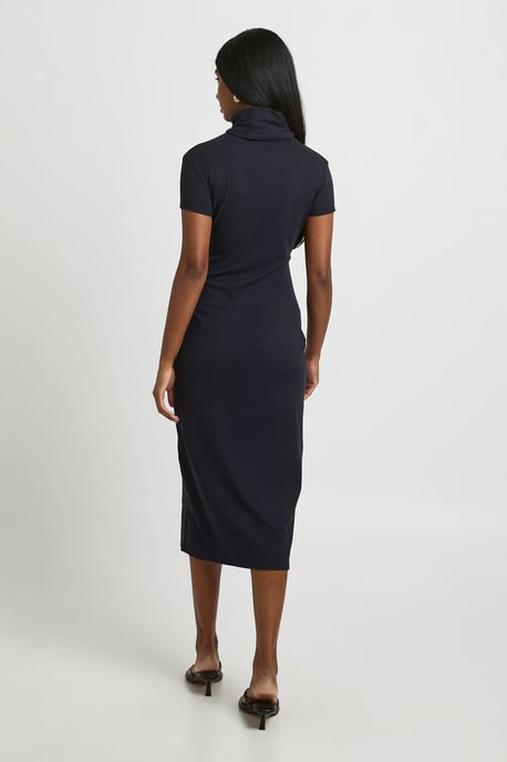 Basic Supersoft Roll Neck Cap Sleeve Midi Dress - Image 3