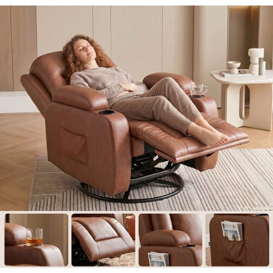 4goodz Massagestoel met warmtefunctie draaibare schommelstoel met voetensteun - Image 2