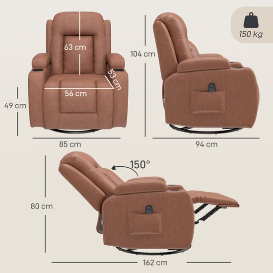 4goodz Massagestoel met warmtefunctie draaibare schommelstoel met voetensteun - Image 6