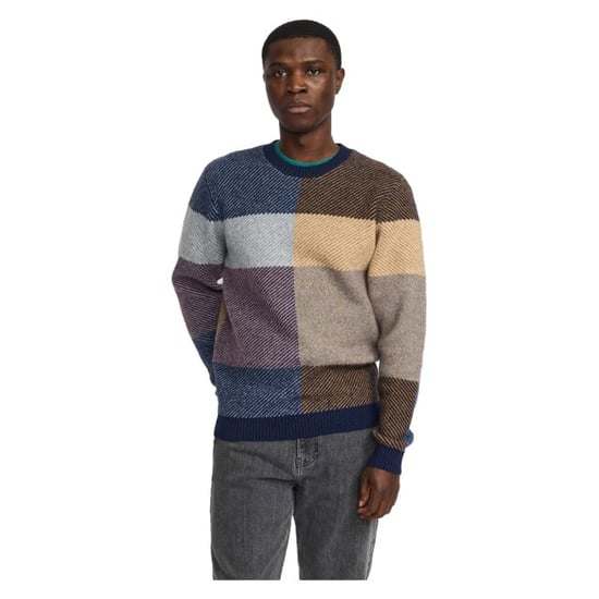 Revolution Knit pull collor block blue & ocre - Image 1