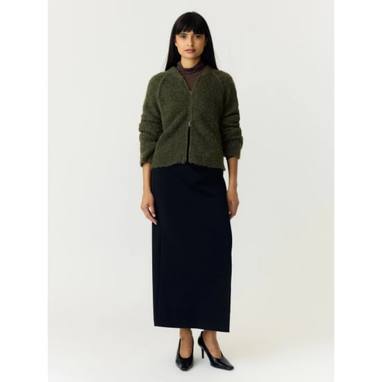 YAS Plyra ls knit zip cardigan chive - Image 2