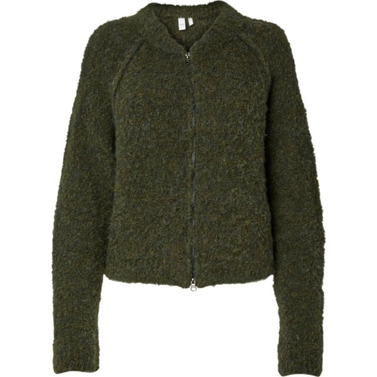 YAS Plyra ls knit zip cardigan chive - Image 3