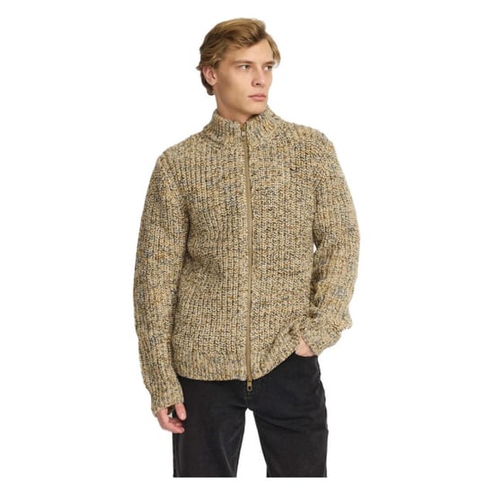 Revolution Knit cardigan with zipper in -blue melange - Image 2