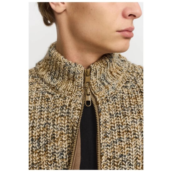 Revolution Knit cardigan with zipper in -blue melange - Image 4