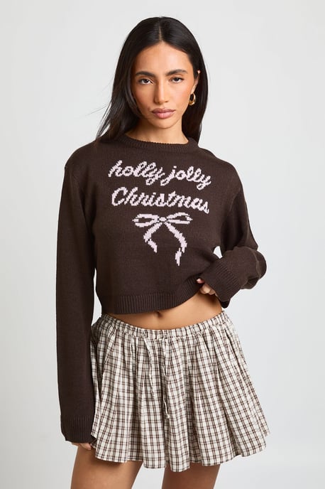 Holly Jolly Crop Christmas Jumper - Image 1
