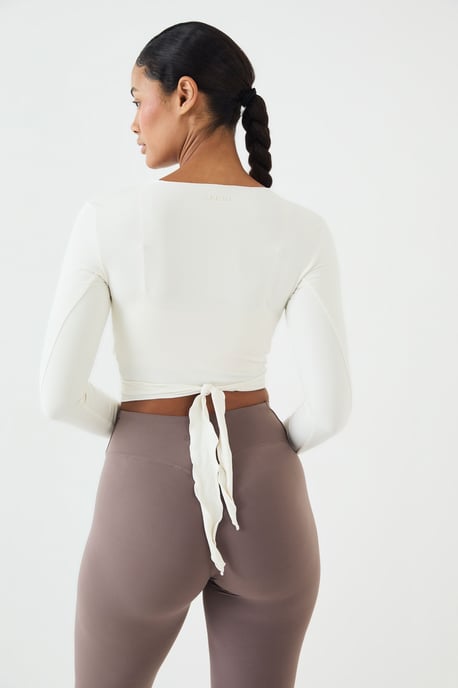 DSGN Studio Soft Luxe Lettuce Edge Wrap Long Sleeve Top - Image 3