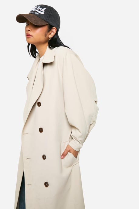 Petite Oversized Raglan Sleeve Trench Coat - Image 4