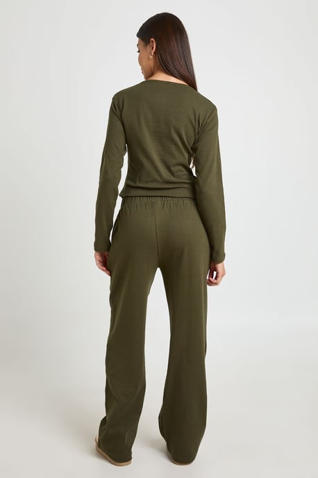 Cotton Button Through Crew Neck Top & Trouser Co Ord - Image 2