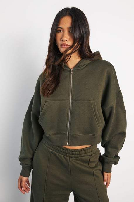 Boxy Balloon Sleeve Oversized Zip Through Hoodie - Image 1