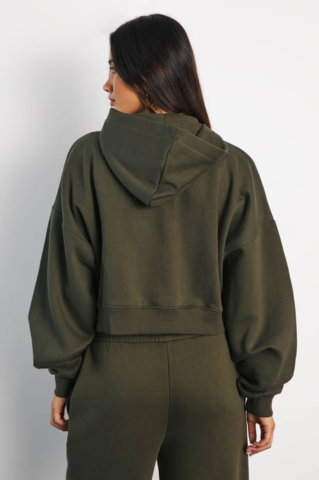Boxy Balloon Sleeve Oversized Zip Through Hoodie - Image 2