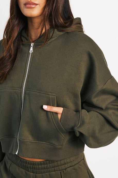 Boxy Balloon Sleeve Oversized Zip Through Hoodie - Image 4