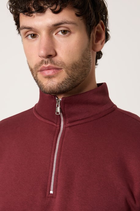 Burgundy Half Zip Jersey Sweatshirt - Image 2
