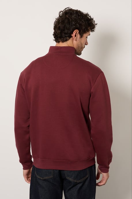 Burgundy Half Zip Jersey Sweatshirt - Image 3