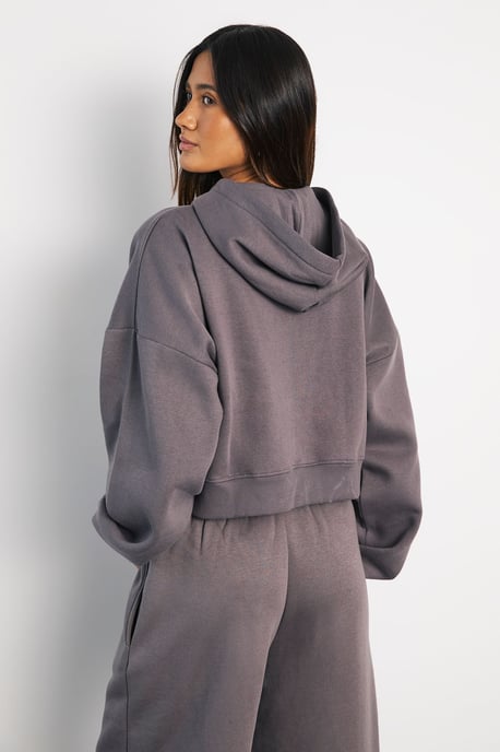 Boxy Balloon Sleeve Oversized Zip Through Hoodie - Image 2