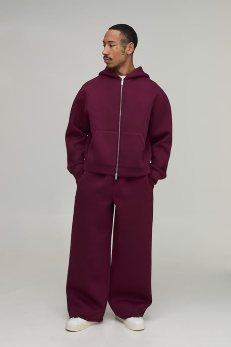Oversized Boxy Zip Through Scuba Hoodie - Image 4