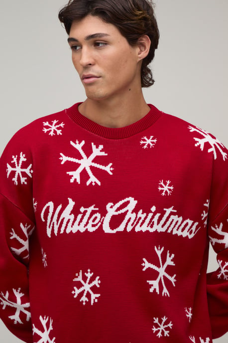 Relaxed Fit Snow Flake Knitted Christmas Jumper - Image 3