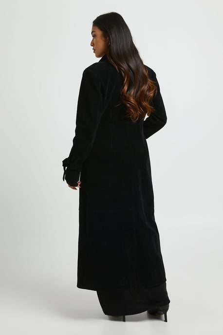 Petite Faux Suede Cinched Longline Coat - Image 3
