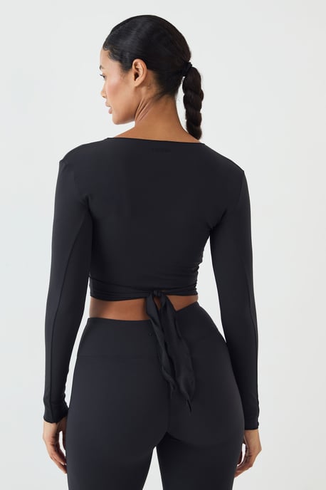 DSGN Studio Soft Luxe Lettuce Edge Wrap Long Sleeve Top - Image 3