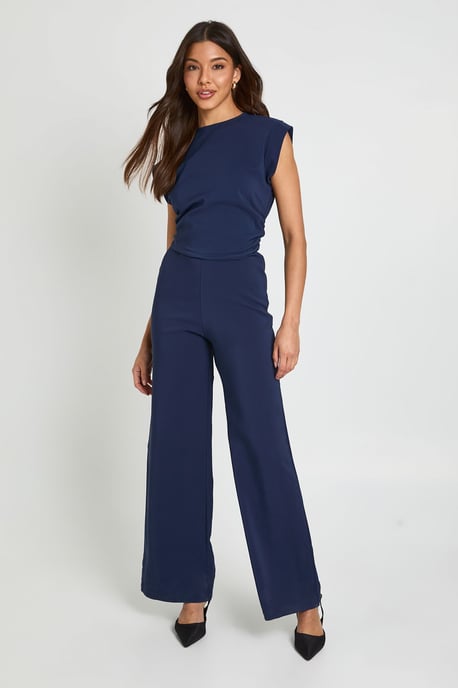 Ruched Waist Wide Leg Jumpsuit - Image 1