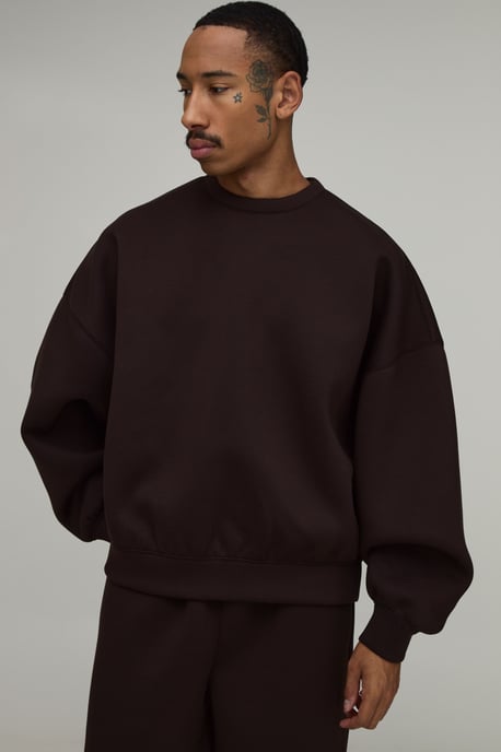 Oversized Batwing Crew Neck Scuba Sweatshirt - Image 1