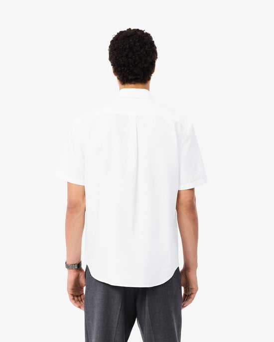 Regular Fit Long Sleeve Logo Detail Shirt in White - Image 3