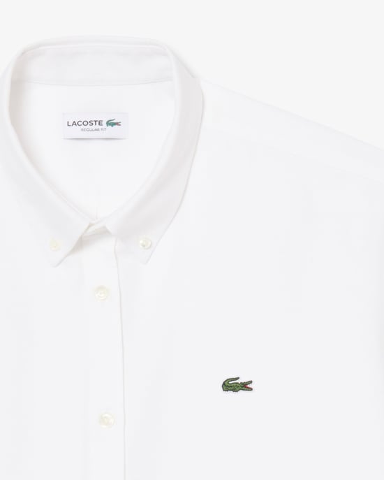 Regular Fit Long Sleeve Logo Detail Shirt in White - Image 6
