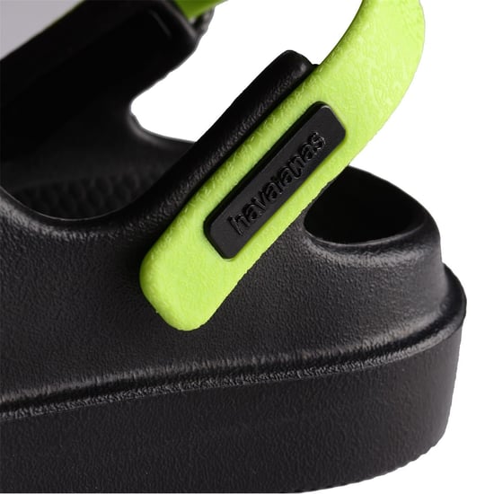 Women's Havaianas Hav. Kids Clog Black Lemon Green 35 Flip Flops in Black/Green - Image 2