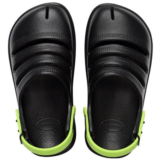 Women's Havaianas Hav. Kids Clog Black Lemon Green 35 Flip Flops in Black/Green - Image 3