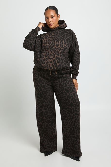 Plus Leopard Print Oversized Hoodie - Image 2