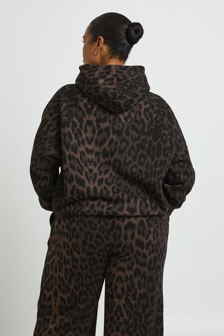 Plus Leopard Print Oversized Hoodie - Image 3