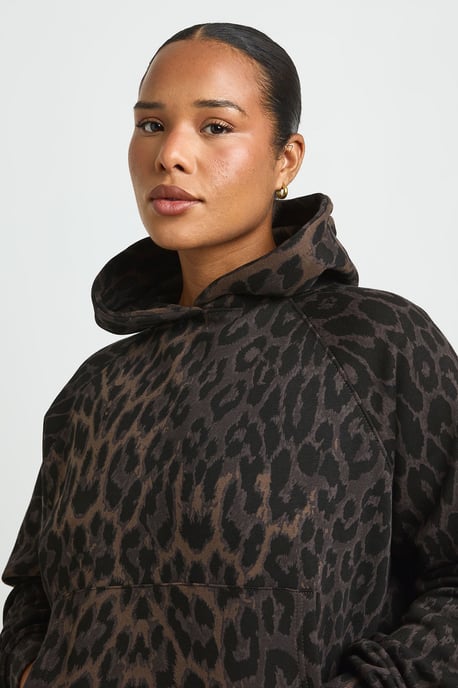 Plus Leopard Print Oversized Hoodie - Image 4