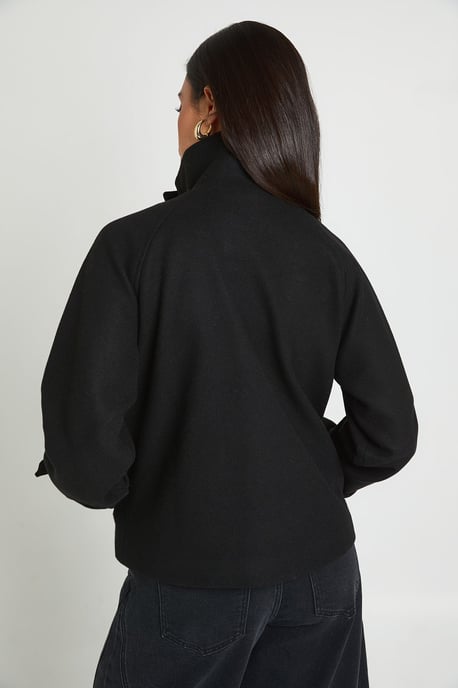 Funnel Neck Wool Look Jacket - Image 2