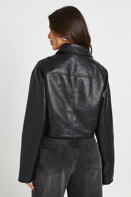 Cinched Waist Faux Leather Jacket - Image 2