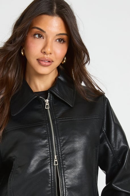 Cinched Waist Faux Leather Jacket - Image 4