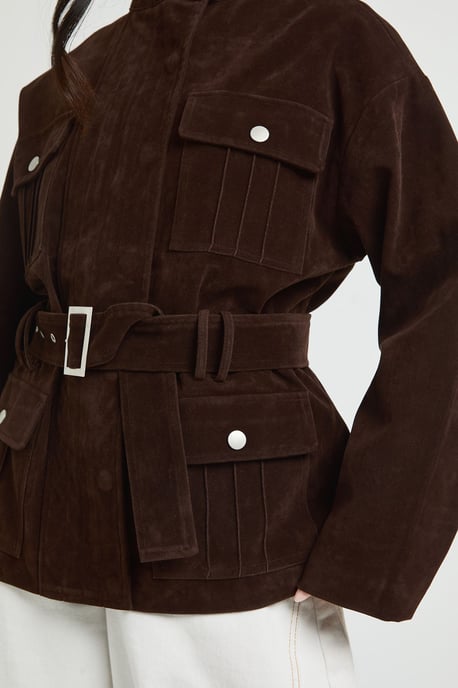 Petite Faux Suede Belted Jacket - Image 4