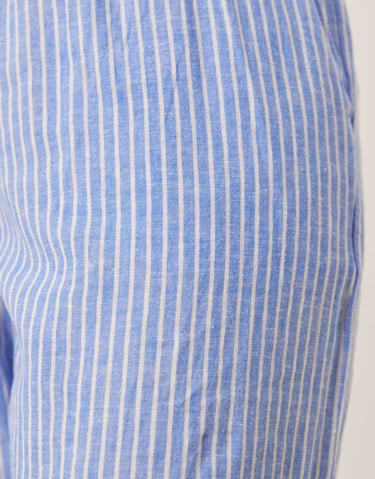 Gina Tricot vida linneblandade byxor med dragsko i midjan i blå och vita ränder - Image 4