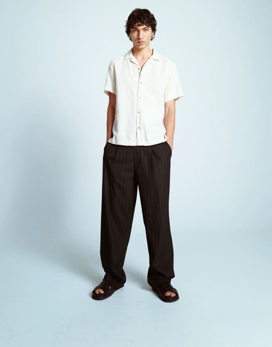 Topman randiga vida byxor i svart - Image 1